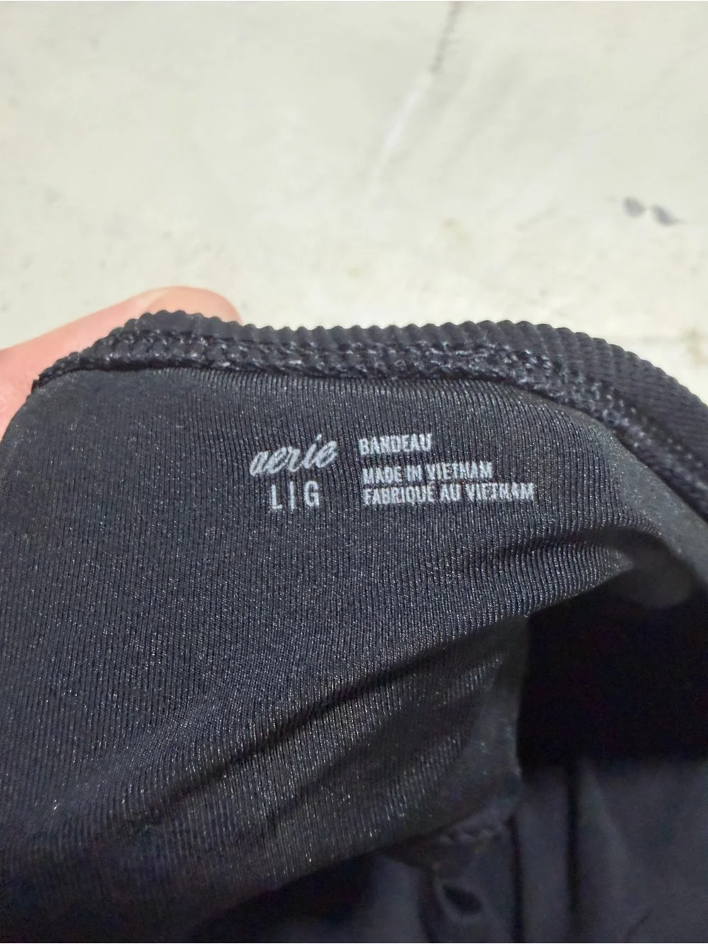 Aerie Black Ribbed swim Bandeau Top large